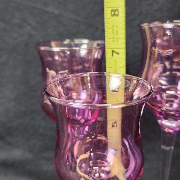 PartyLite Purple Royal Lustre Candle Holders Set Of 3 - Picture 2 of 5